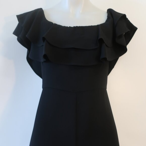 Women Intermix Mae Black Crepe Ruffled Off-The Shoulder Jumpsuit 2 - Picture 4 of 16